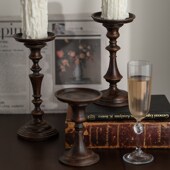 中古高脚烛台欧式 饰摆件复古道具树脂仿R古餐桌蜡烛台底座 装