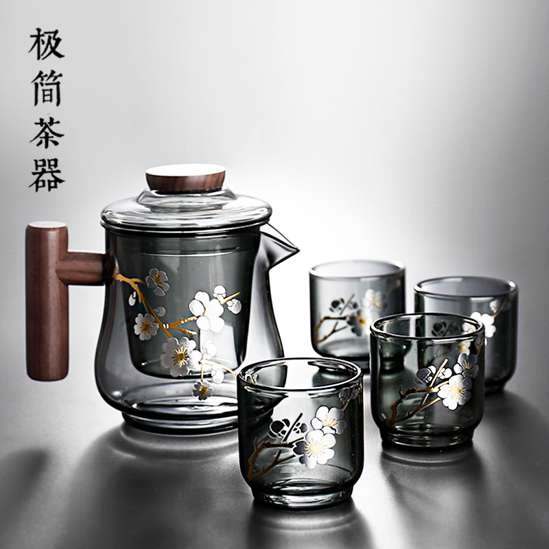 合欢一壶四杯泡茶壶家用玻璃耐高温沏煮花L茶器茶水壶茶具茶盘套,餐饮具,茶壶,淘宝优惠券,粉丝福利购,淘宝优惠卷