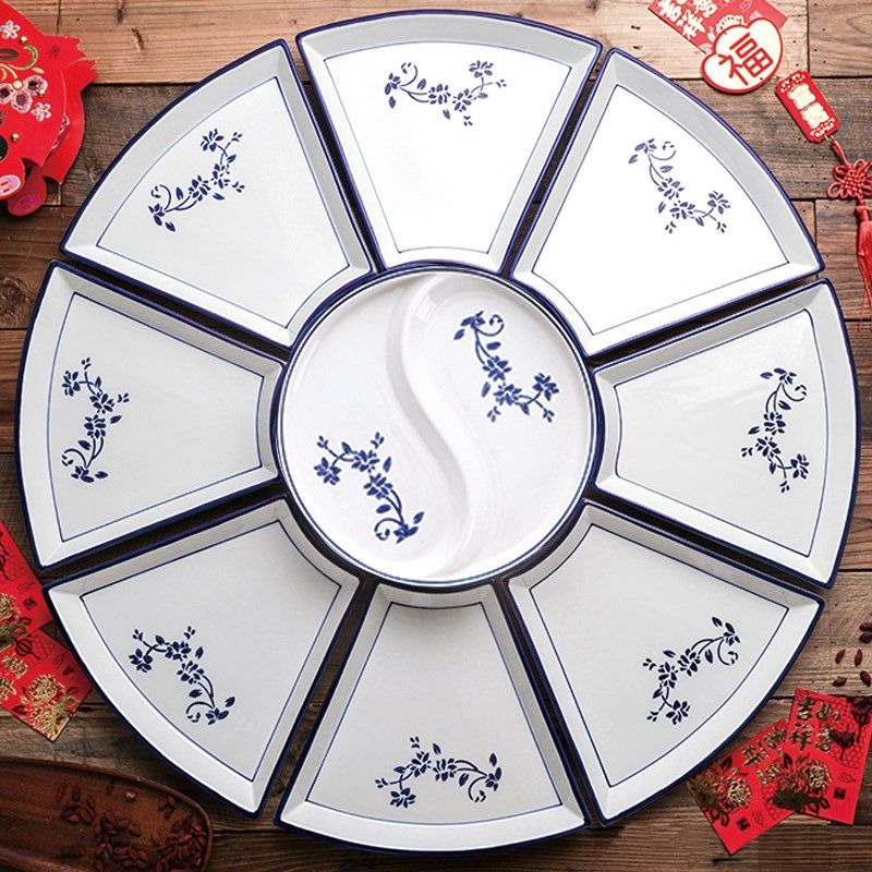 过年团圆饭套盘扇形盘子新年年夜B饭家庭拼盘餐具组合套装家用菜,餐饮具,盘,淘宝优惠券,粉丝福利购,淘宝优惠卷