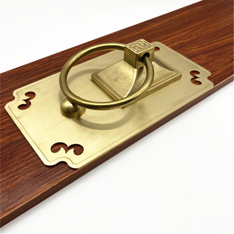 仿古纯铜方形拉手黄铜圆r环拉环木门把手老式大门别墅门拉手铜拉