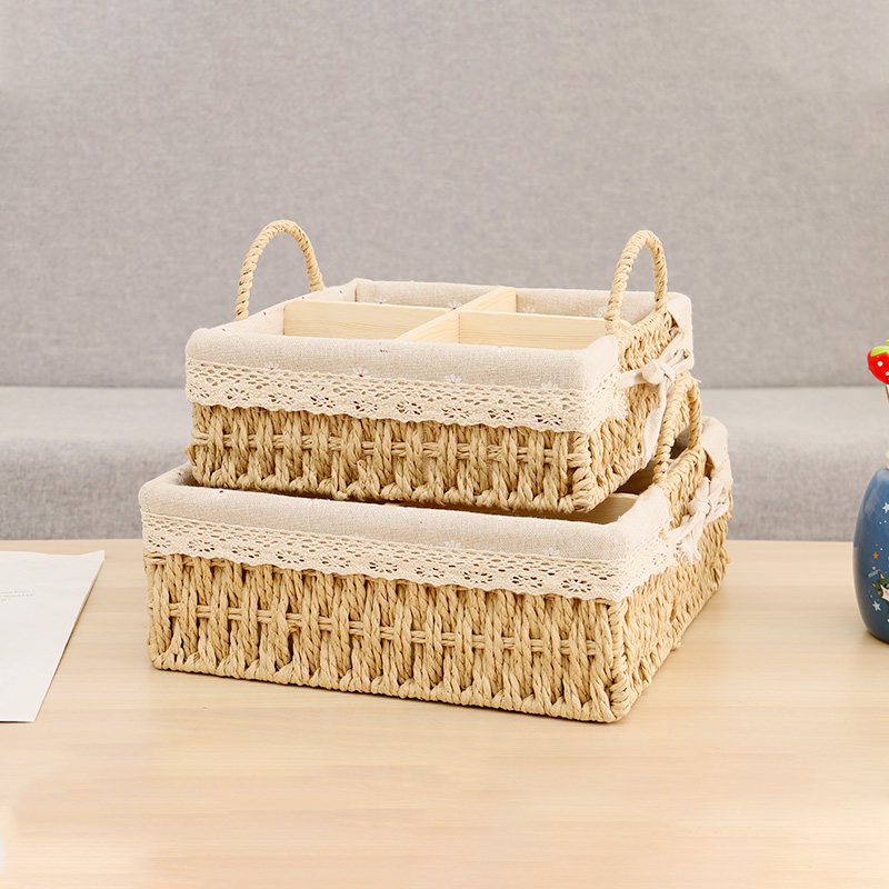 分格杂物收纳盒桌面零食收纳筐口红化妆品储物Q盒家用内衣收纳篮