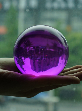 紫色粉色绿蓝黄水晶球摆件白色透C明玻璃圆球魔术摄影大小乔迁送