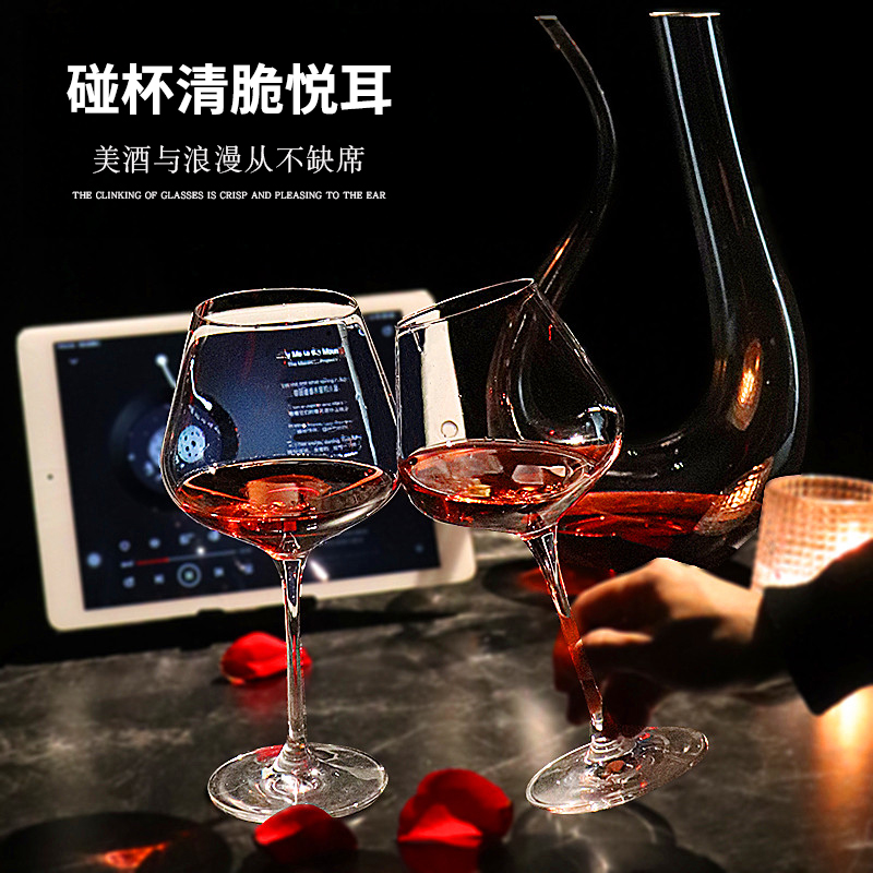 红酒杯套装家庭高脚杯轻奢勃x艮第葡萄酒水晶杯大肚杯子创意醒酒