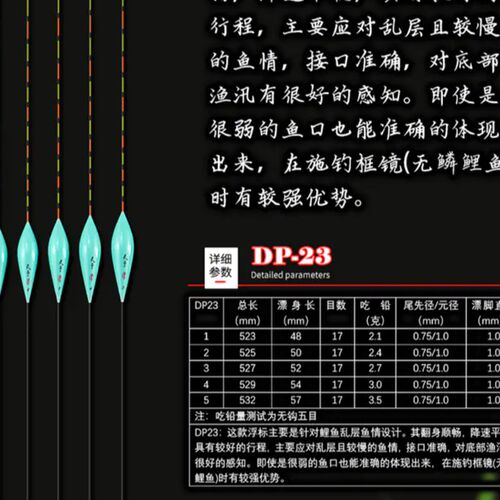 天予浮漂制标新品DP23鲫鱼罗非鲤D鱼黑坑冬钓大棚弱口芦苇纳米浮