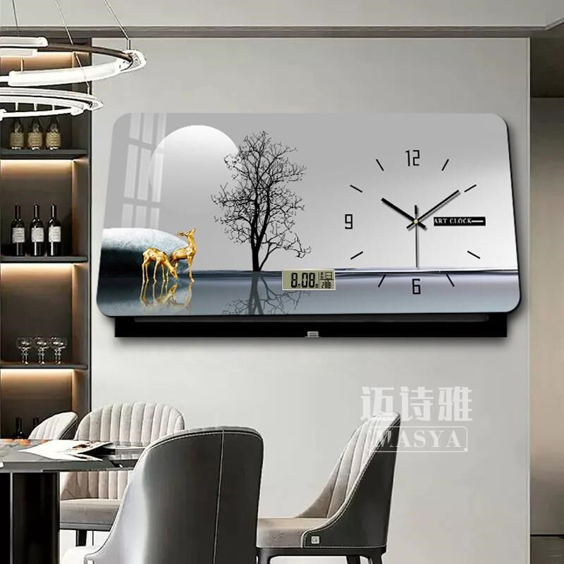 万年历大尺寸电表箱装饰画带钟y表配电箱空开盒遮挡画电子时钟挂