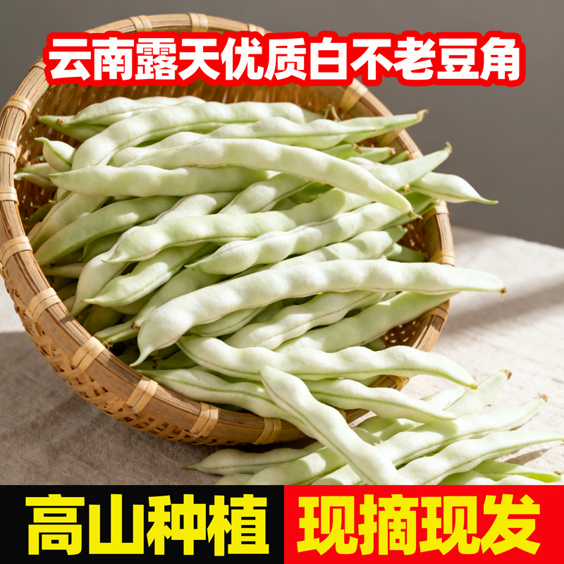 新鲜豆角白不老白豆角当季蔬菜