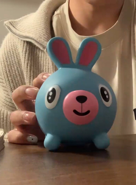 儿童玩具吐舌头公仔可爱发泄减压创意吐舌蓝色小兔子发声挤压玩具