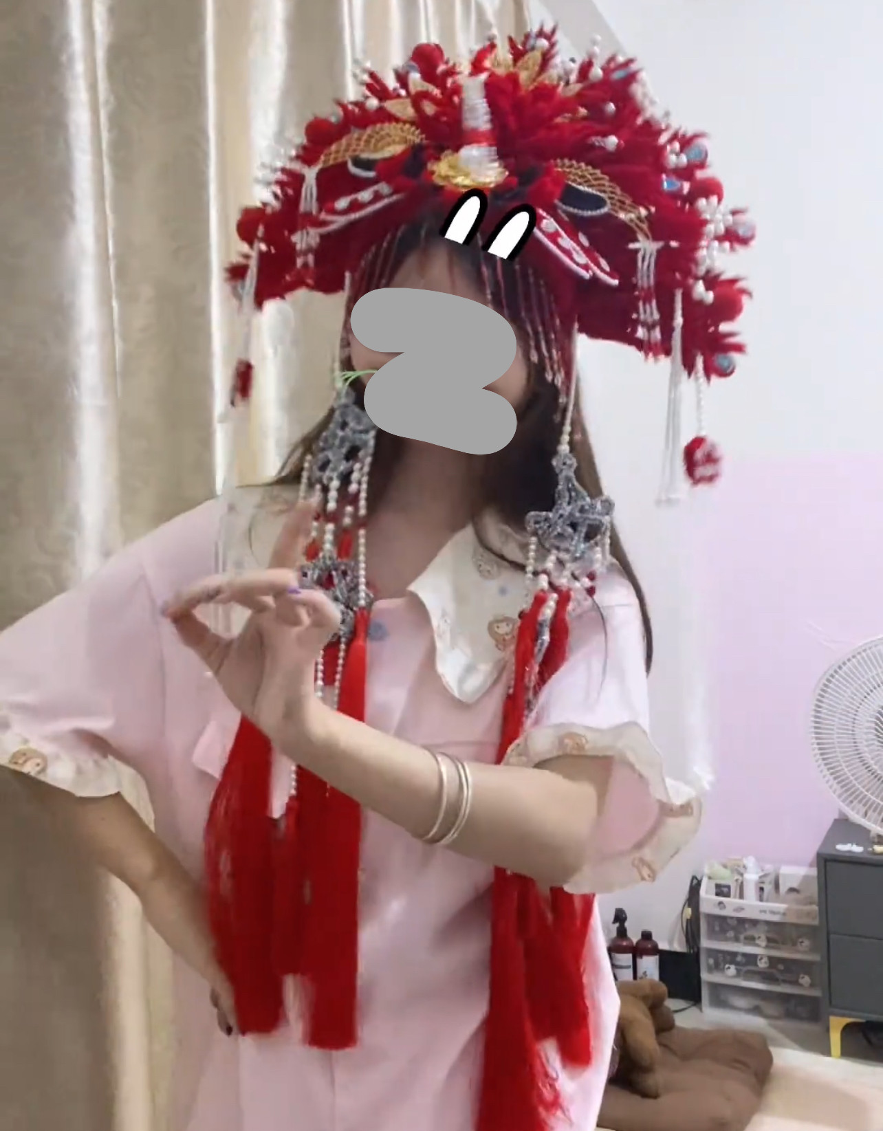 红色精美头饰凤飞蝶舞凤冠材料包新款扭扭棒手工凤冠手工diy戏曲