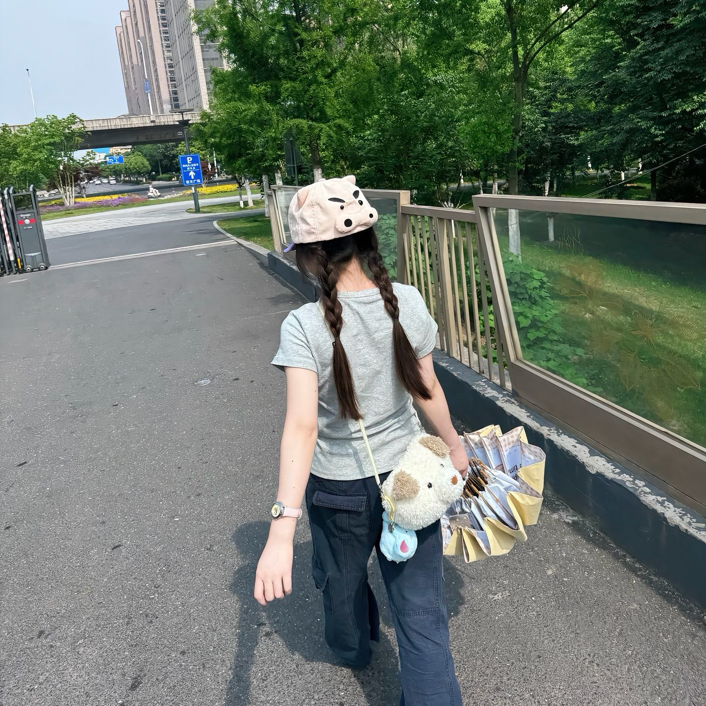 防晒鸭舌帽正反两戴2026新款甜美可爱粉色小猪耳朵棒球帽子男女