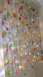 手工编织春日花朵门帘毛线编织钩针毛线门帘春日小花铃兰材料创意