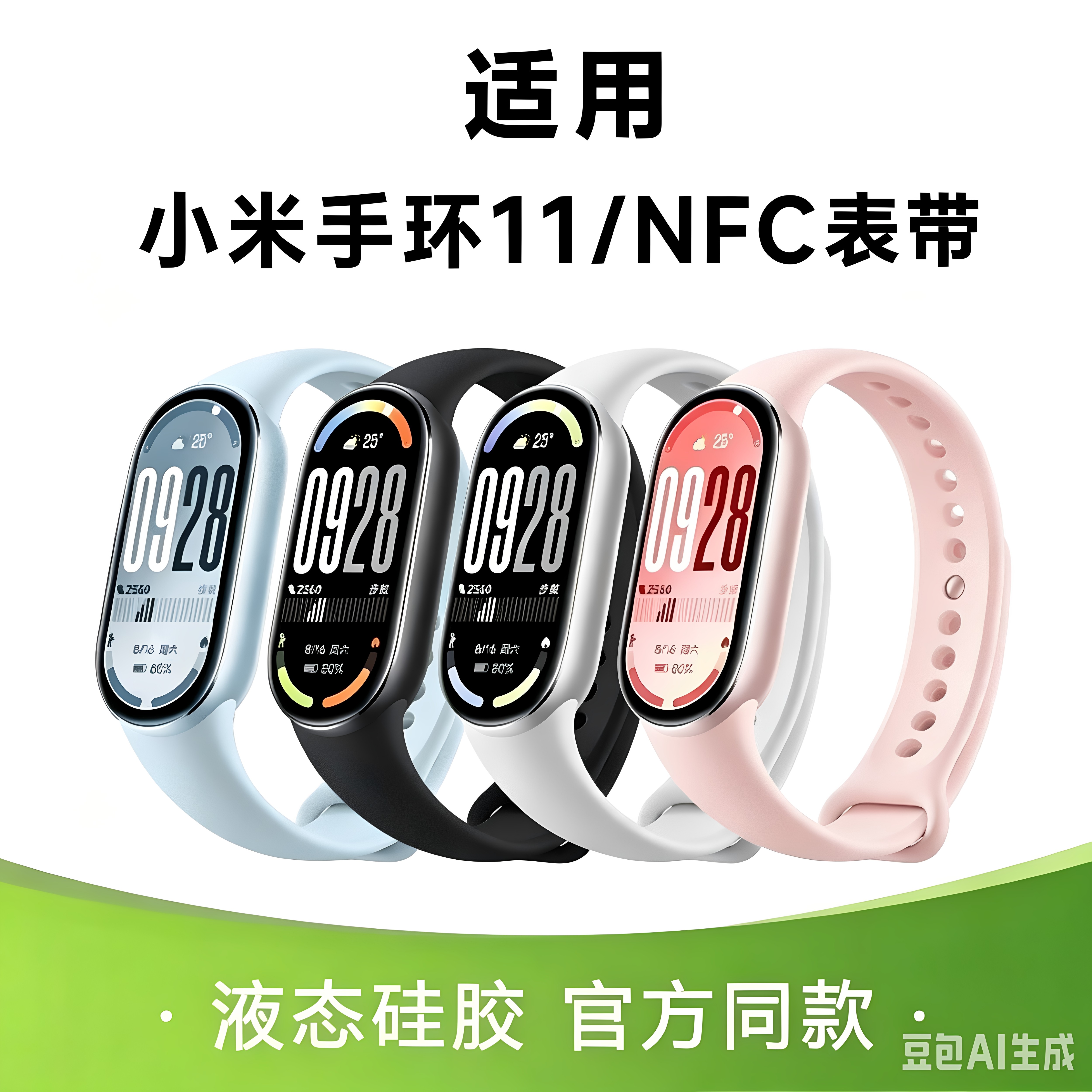适用小米手环11表带硅胶液态