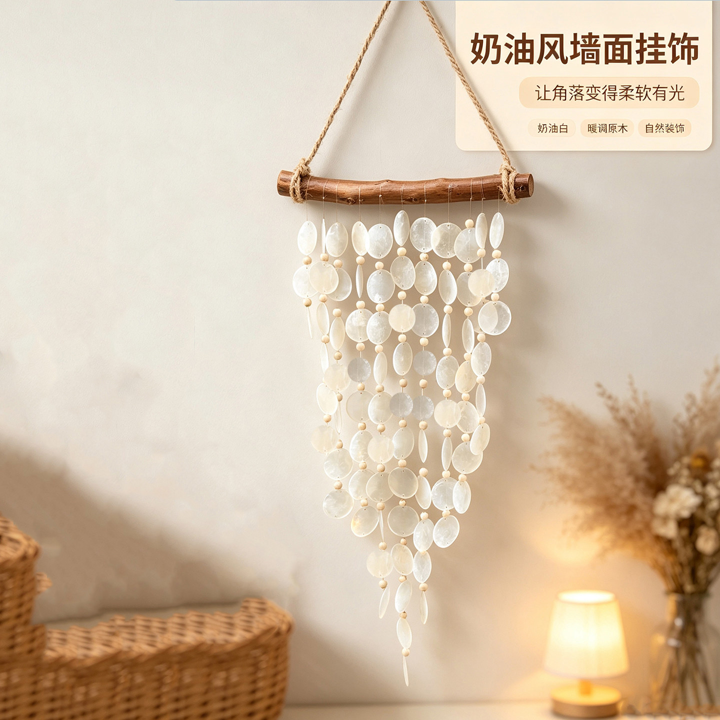 奶油风贝壳手工风铃挂饰