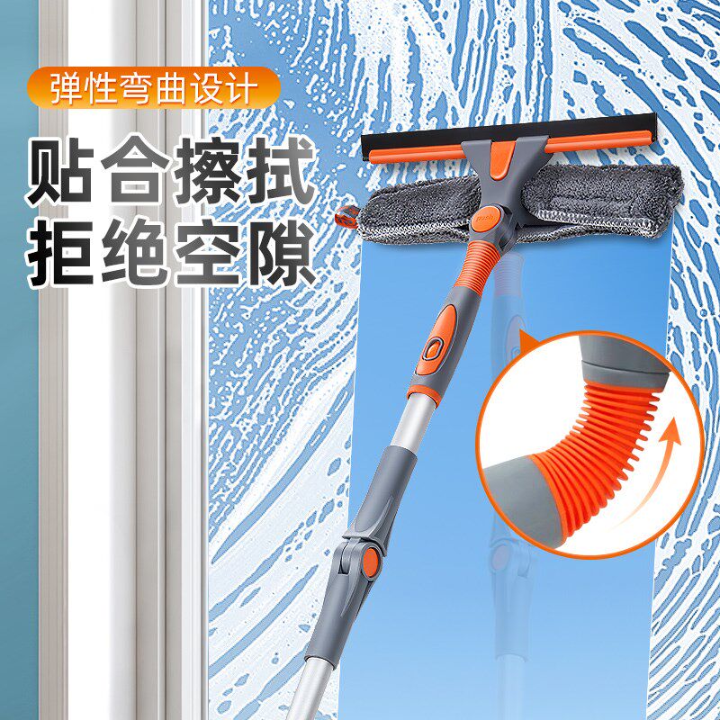 擦玻璃万向擦窗神l器家用外窗高层专用擦窗杆双面刮擦一体转向擦