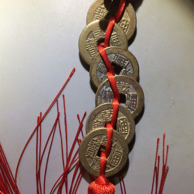 真品乾隆通k宝铜钱挂件6枚一套包邮