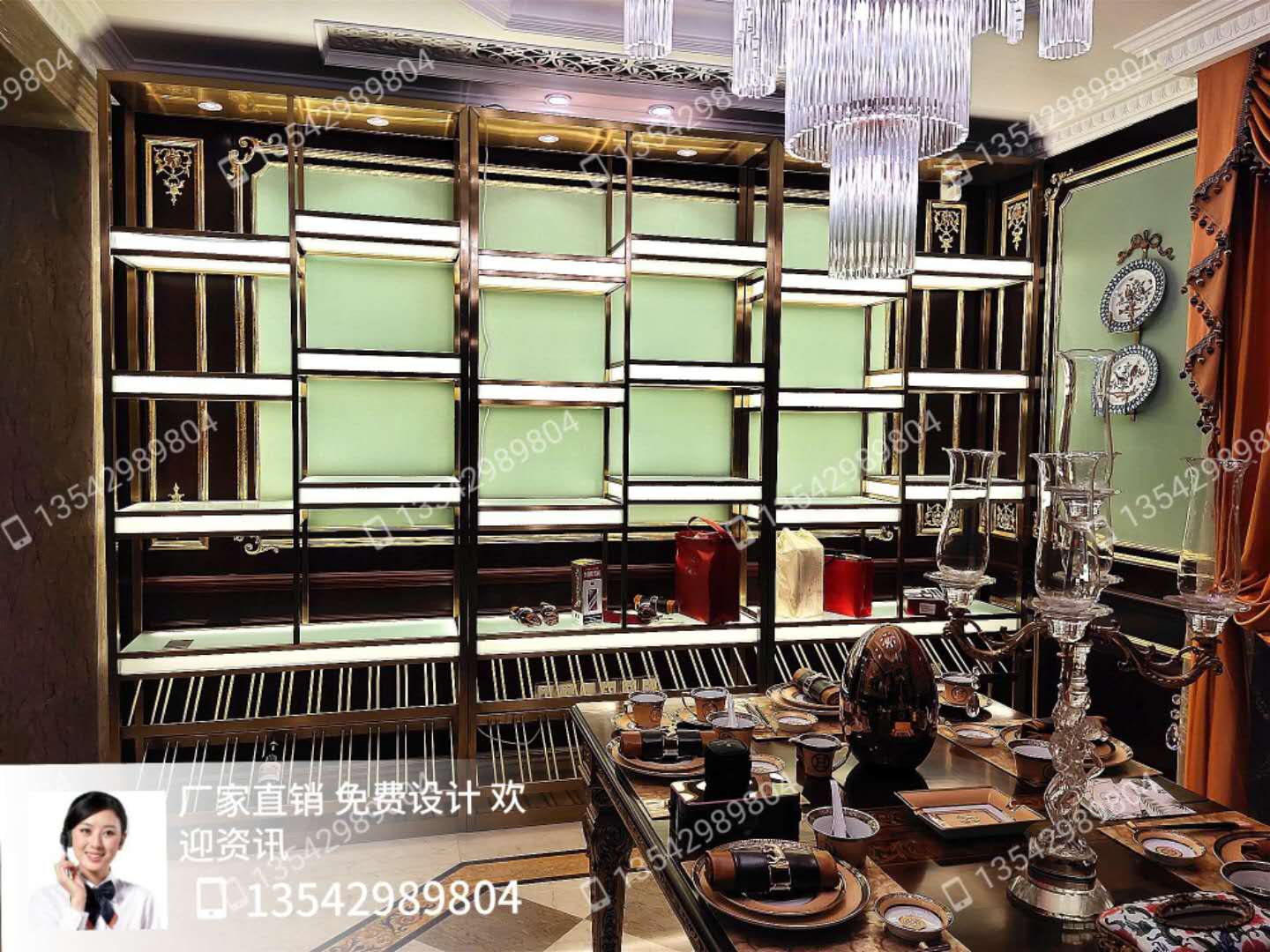 不锈钢酒柜欧式家用酒吧展示柜饭厅别墅红酒N架恒温酒柜雪茄柜订