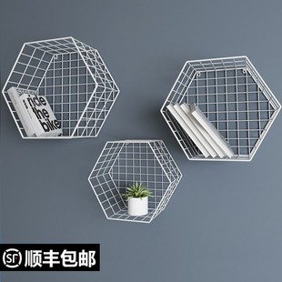 免打孔墻上置物架美發(fā)q店美容店毛巾架網格置物架ins風店里裝 飾