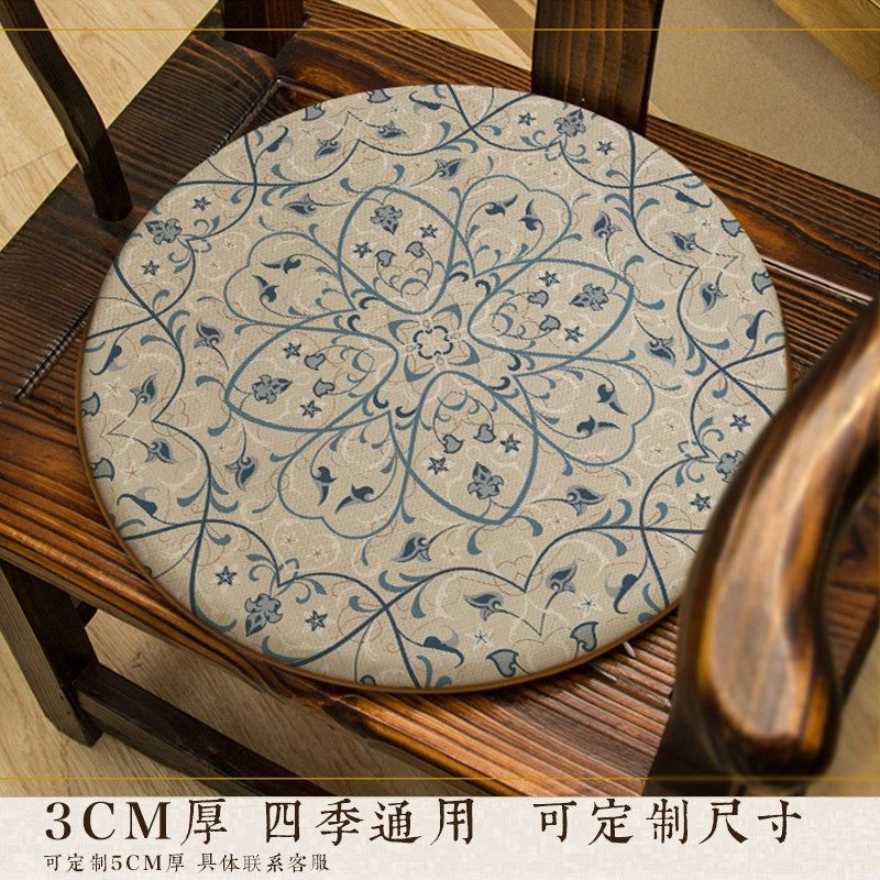 圆形椅垫餐椅鼓凳坐垫实木家具A圈椅藤椅茶椅圆凳椅子清新印花屁