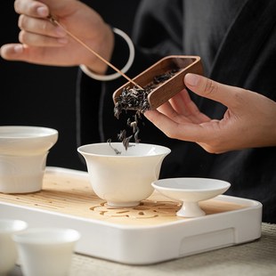 盖碗茶杯茶X盘便捷包礼 德化白瓷旅行茶具户外功夫茶具教学小套装
