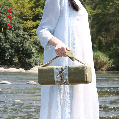 两杯六杯套装茶具包收纳袋v棉麻茶壶布包礼盒手提便携旅行茶杯袋