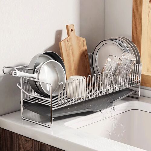 304不锈钢沥水架碗盘碟收纳架厨房台面水池N水槽边窄边碗筷沥水篮