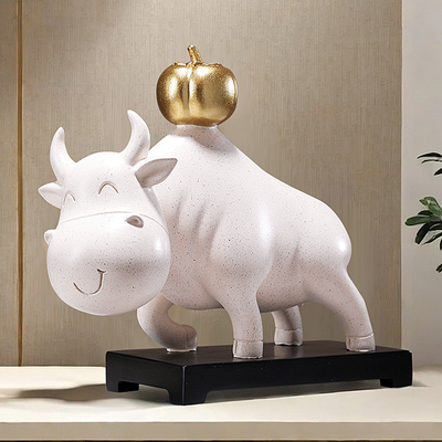 牛柿摆件装饰品家居好q物办公室桌面旺事业运乔迁礼物开业酒柜工