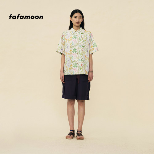 【2026春季新品】fafamoon设计师品牌 居家印花上衣四分袖衬衫 - 封面