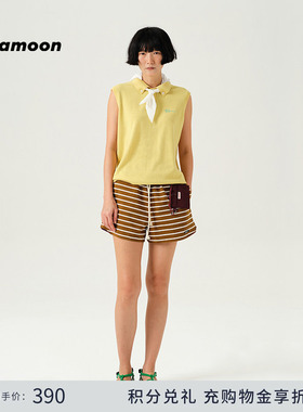 fafamoon设计师品牌 2025夏季新品条纹抽绳运动休闲条纹短裤女