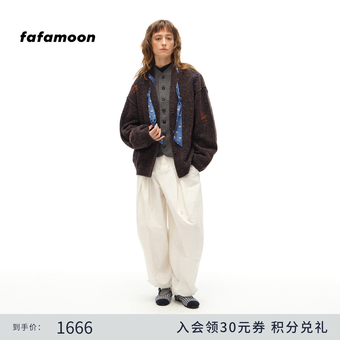 【博主同款】fafamoon2025秋冬新品 领结装饰宽松粗针开衫女,女装/女士精品,毛针织衫,淘宝优惠券,粉丝福利购,淘宝优惠卷