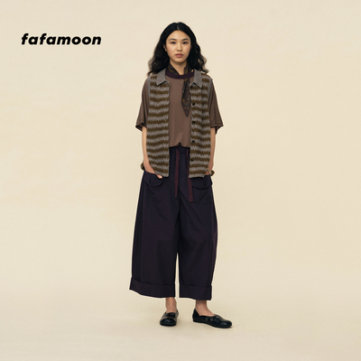 【2026春季新品】fafamoon设计师品牌 彩条翻领钩花马甲