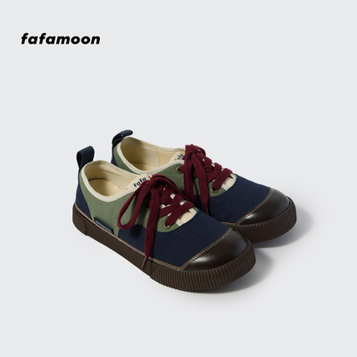 fafamoon设计师品牌秋冬“点灯人”工作帆布鞋子蓝色