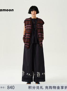 fafamoon设计师品牌 2025夏季新品V领条纹针织马甲百搭时尚马夹