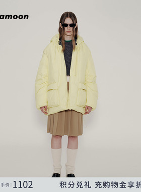 【fafamoon设计师品牌】冬季保暖宽松中长款蓬松鹅绒外套羽绒服女