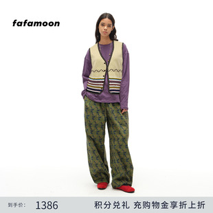 【2025秋冬新品】fafamoon设计师品牌 女士U领嵌花装饰针织马甲