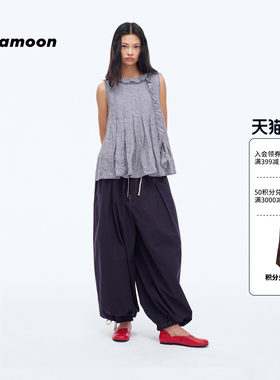 【2026早秋新品】fafamoon设计师品牌 荷叶边飘带百褶无袖上衣