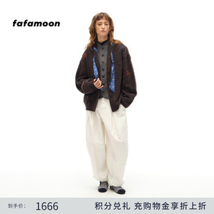 【博主同款】fafamoon2025秋冬新品 领结装饰宽松粗针开衫女
