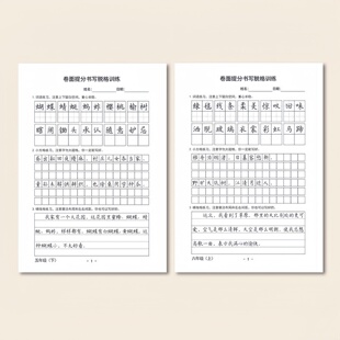 小学一二三四五六年级同步人教版硬笔卷面提分田字格横线格作文格