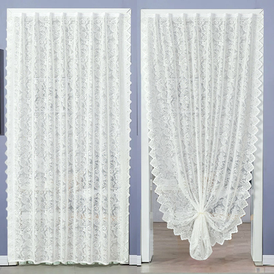 门帘隔断帘免打孔蕾丝纱帘卧室客厅厨房卫生间遮挡帘子隔断帘自粘