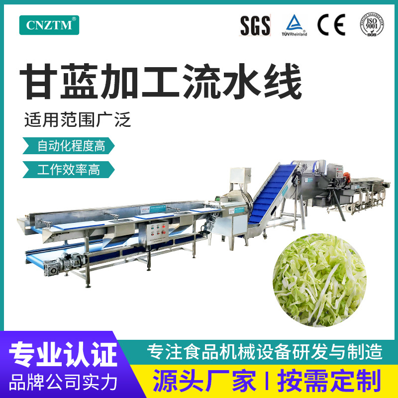 全自动甘蓝加工成套流水线果蔬预制菜清洗切菜包装涡流清洗机设备