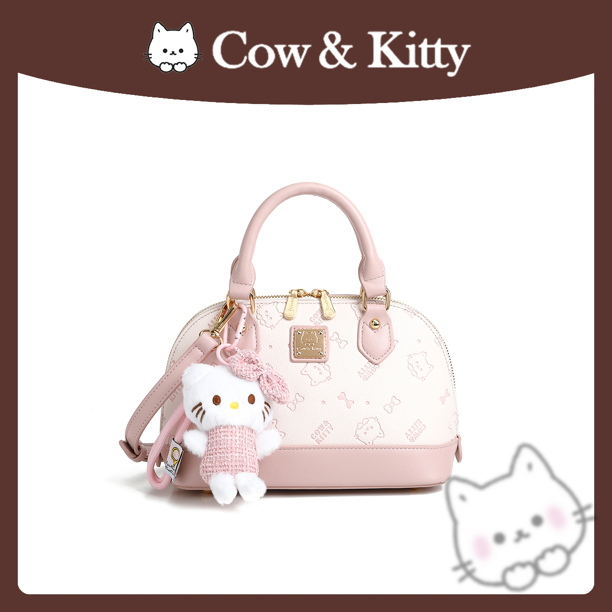 Cow&Kitty/璀璨樱花保龄球包手提单肩斜挎8011樱花粉