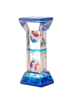 绚丽动感双转轮方形油滴沙漏计时器创意解压液体水滴摆件儿童礼物