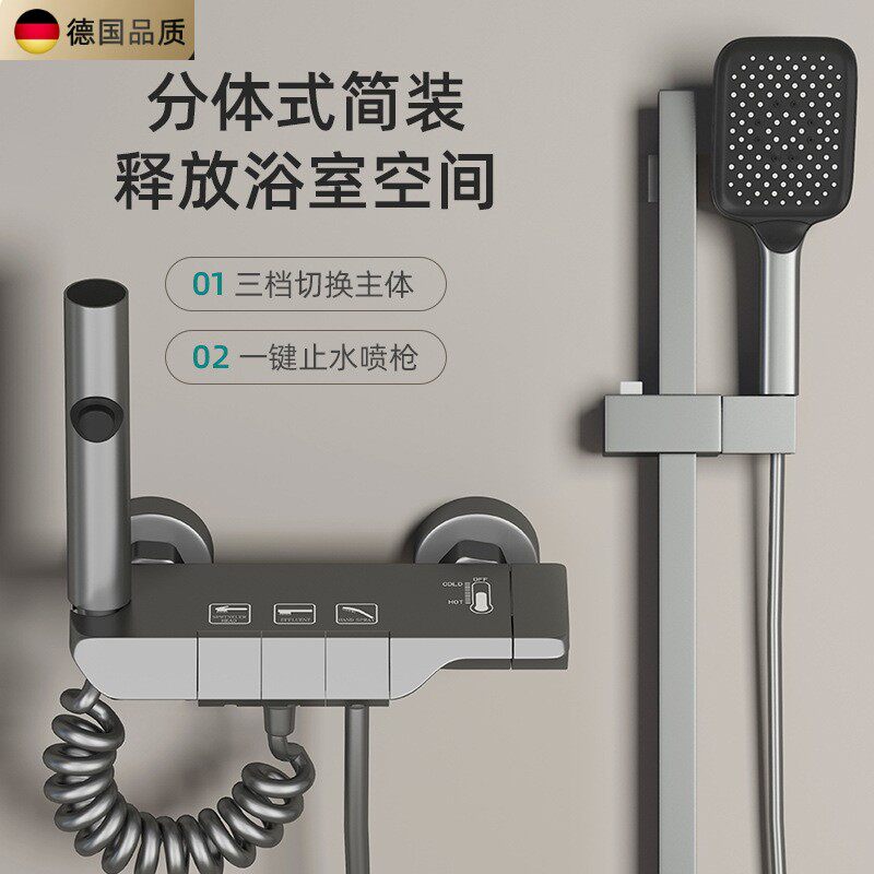 日丰官方正品枪灰分体式钢琴简易花洒浴室家用无顶喷小户型恒温增