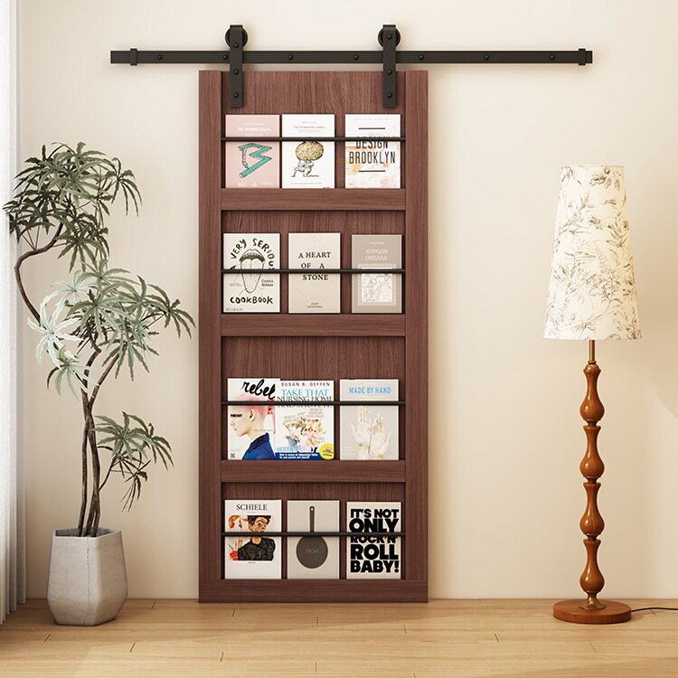 实木书架门谷仓门卫生间移门厨房吊轨门推拉门隐形门幽灵门杂志门