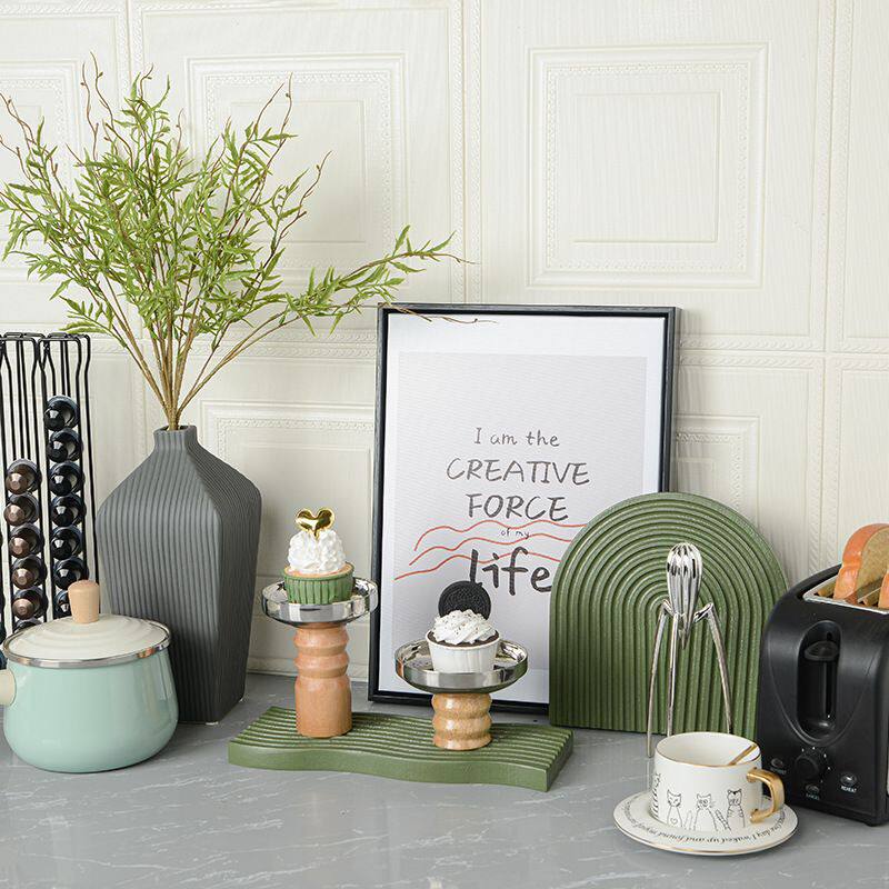 2026北欧样板间厨房摆件橱柜软装饰品组合套装样板房锅具杯碟仿真