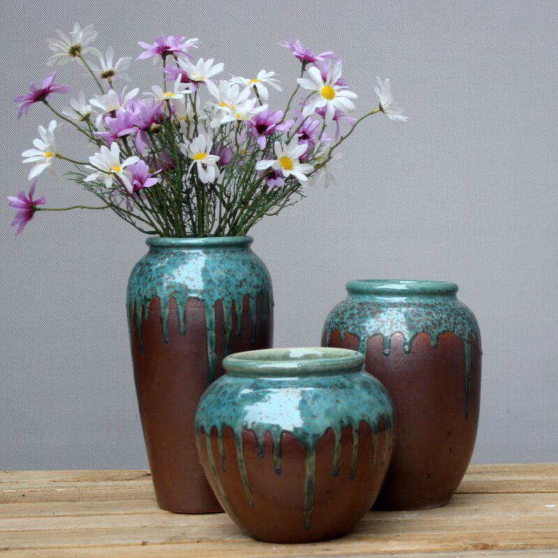 花瓶客厅插花摆件假花台面欧式瓶子美式家居陶瓷陶罐仿真干花摆件