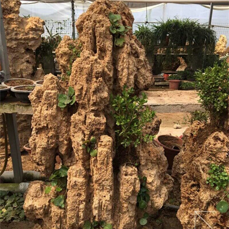 室内盆景上水石 植物化石假山上水石假山 吸水石假山造景支持定制