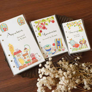 吉祥寺小众插画六孔活页内芯M5内页手账本活页替换芯手帐本素材