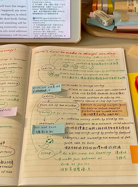 简约淡黄色拍纸本高颜值ins风横线笔记本A5学生手账摘抄日记事本