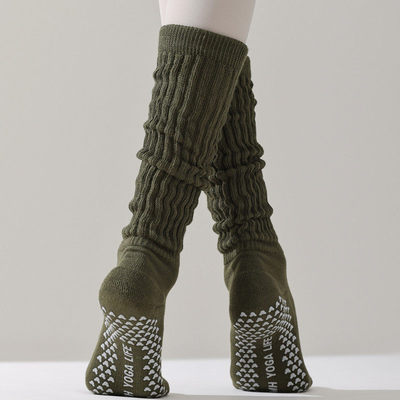 新品秋冬长筒瑜伽袜子专业防滑普拉提加厚小腿袜女健身运动堆堆袜