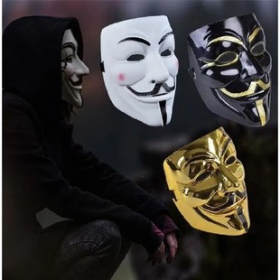 黑客面具面具神秘感假脸COS头套全脸帅气嘻哈鬼步舞恐怖笑脸面罩