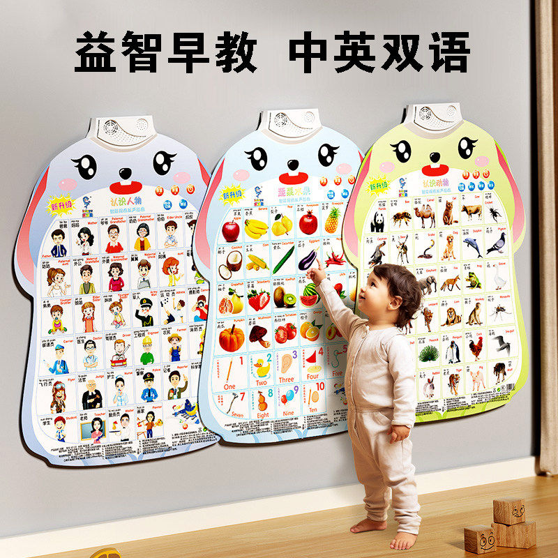宝宝学说话教宝宝学叫爸爸妈妈玩具婴儿早教益智有声挂图认识人物